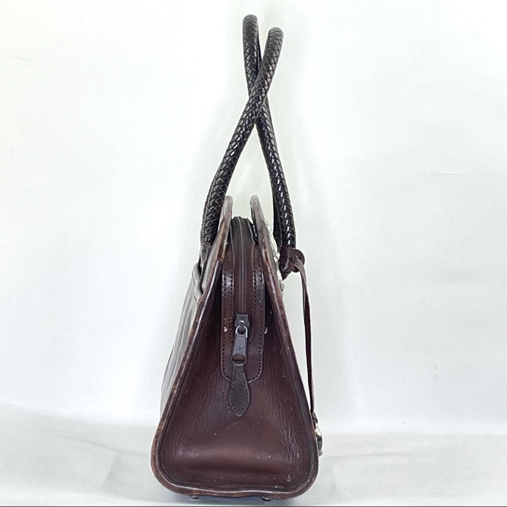 Brighton Brown Leather Croc Embossed Purse Silver hardware Zip Closure - Picture 5 of 12